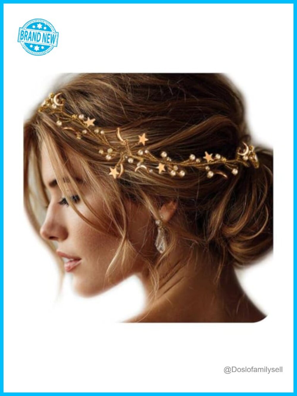 Rhinestone Star Moon Bridal Hair Vine Wedding Hair Piece for Brides